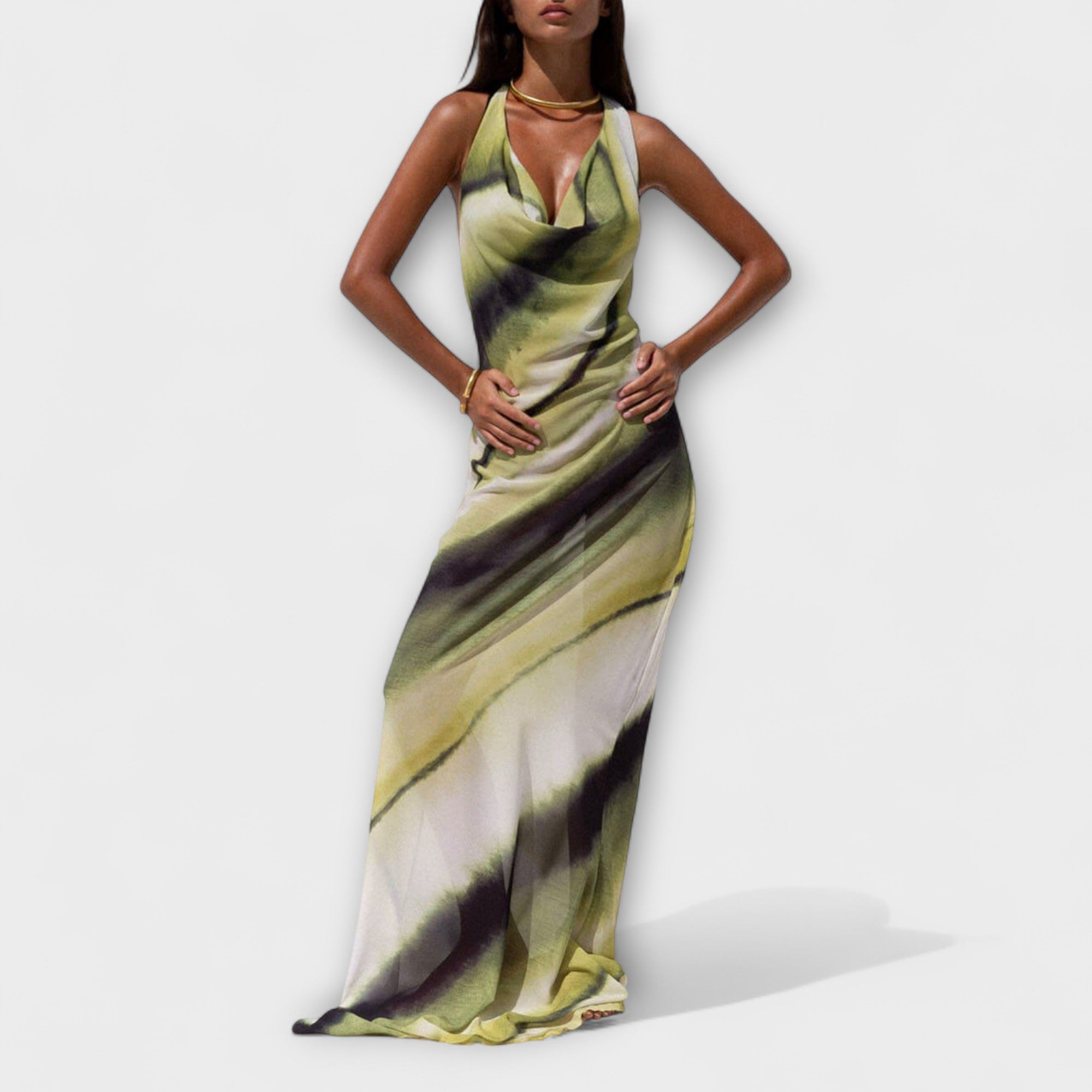 Classic tie-dye gradient maxi dress