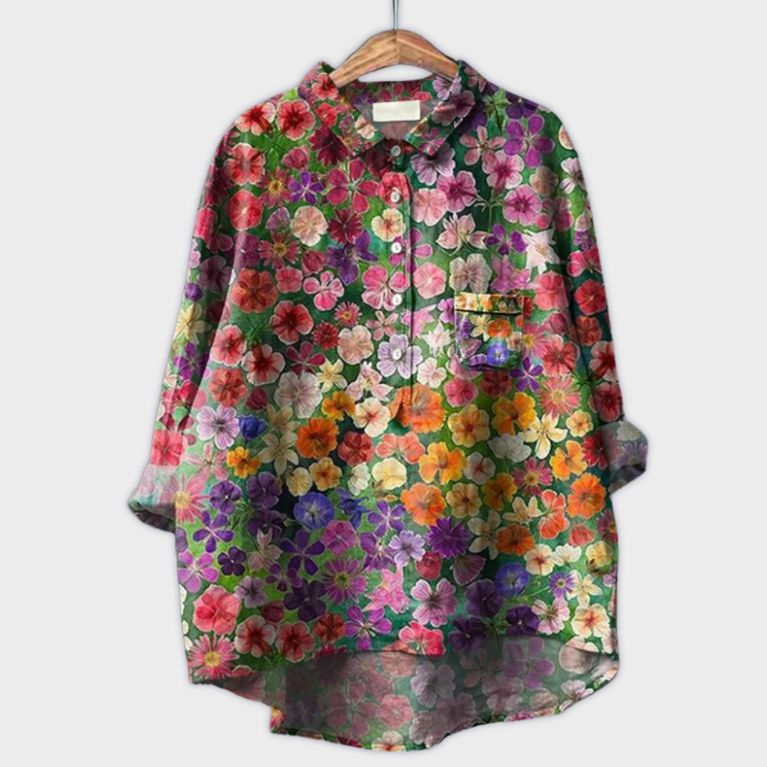Magdalena - Handmade Women's Blouse with Floral Design