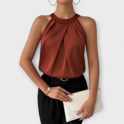 Skye - Chic Satin Blouse with Off-Shoulder Design