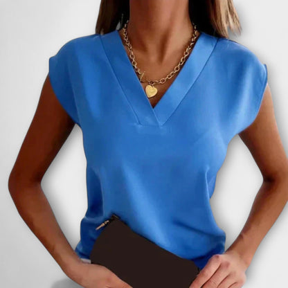 Women's V-Neck Summer Top with Loose Sleeves