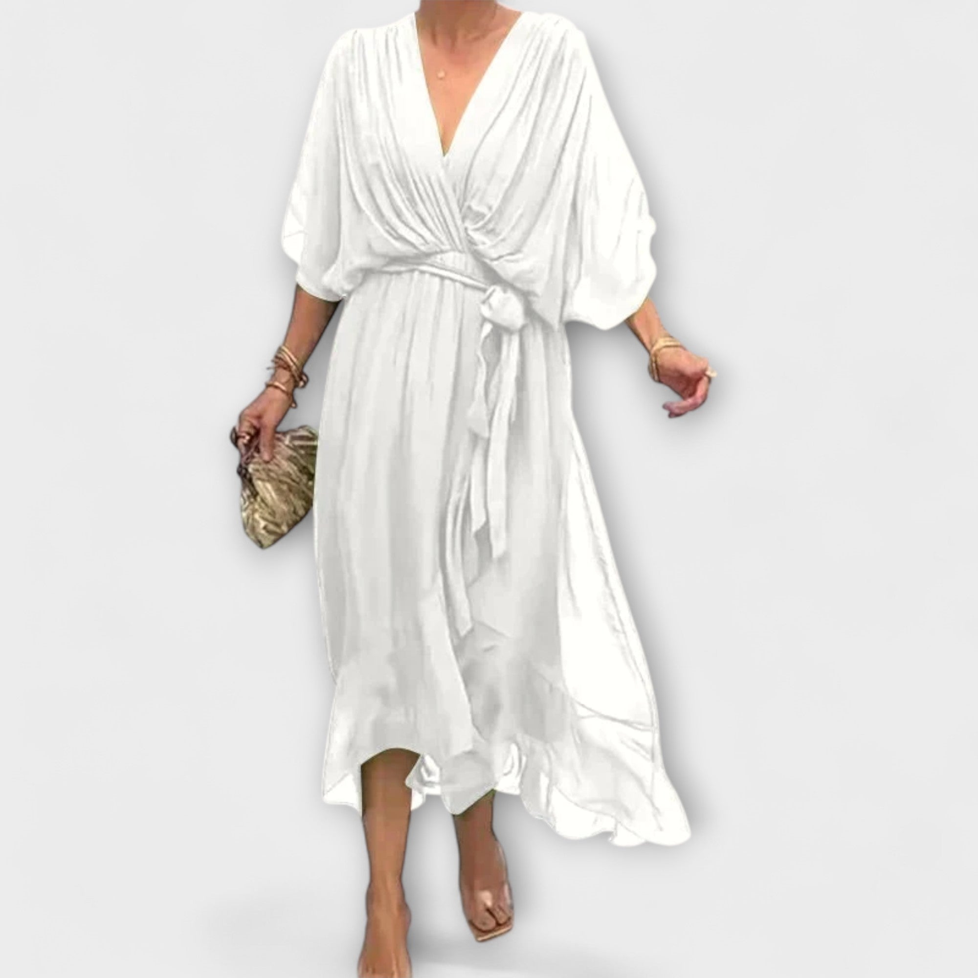 Amoura - Chiffon Dress with V-Neck